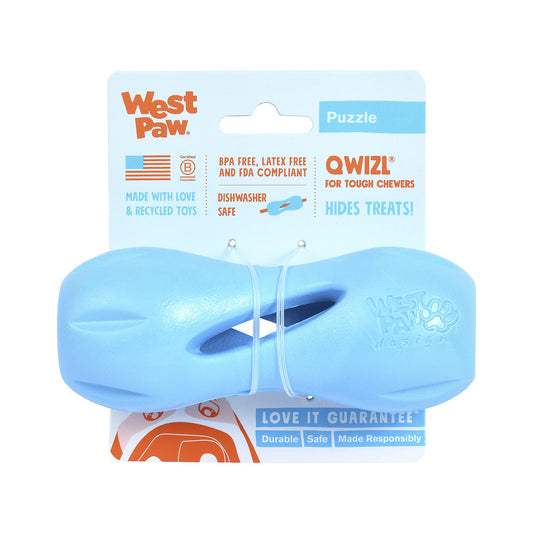 West Paw Qwizl Treat Dispensing Dog Toy - Blue - Large