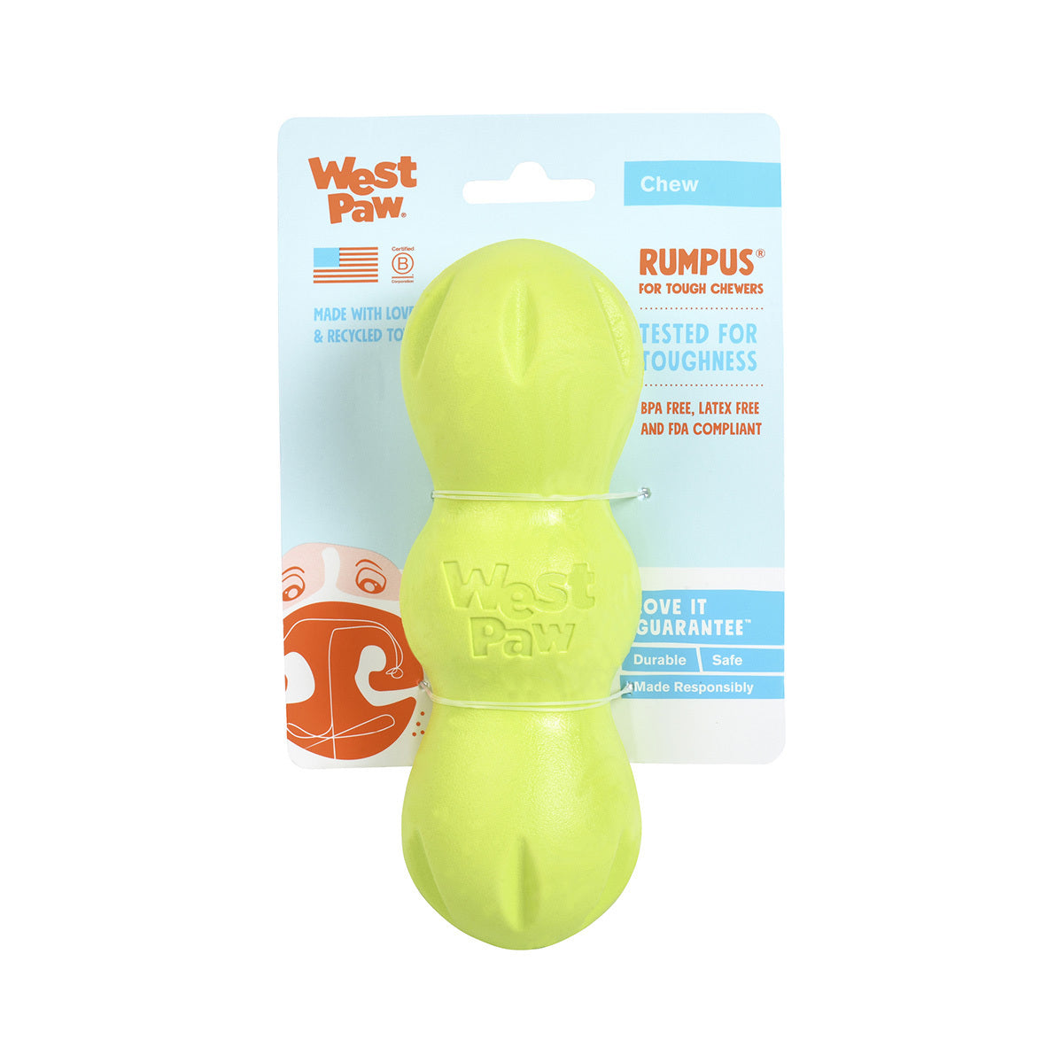 West Paw Rumpus Tough Fetch Stick Dog Toy - Green - Large