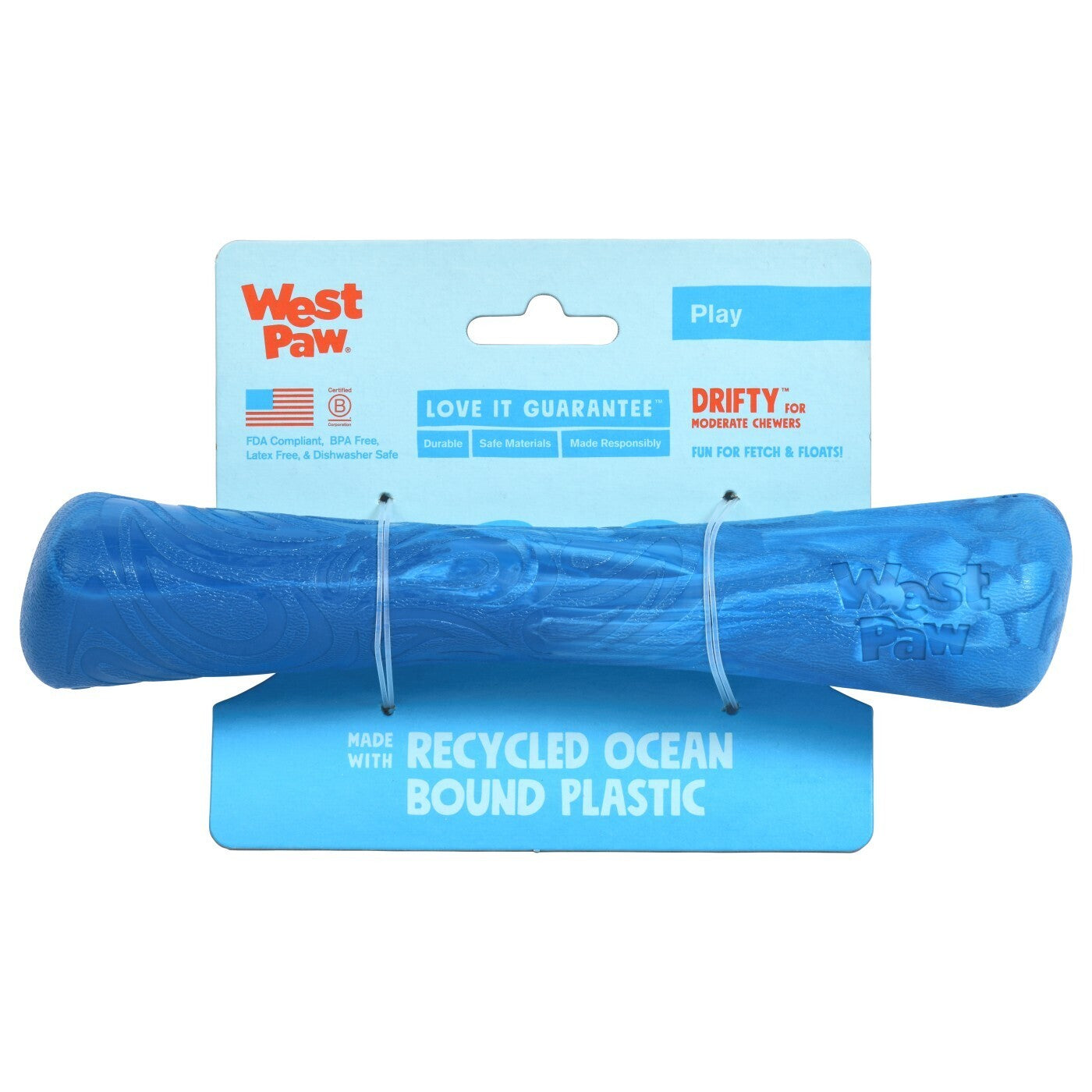 West Paw Seaflex Recycled Plastic Fetch Dog Toy - Surf - Drifty Large