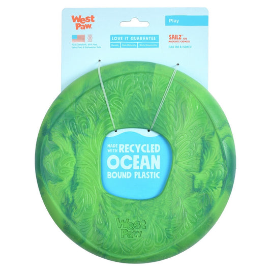 West Paw Seaflex Recycled Plastic Flyer Dog Toy - Sailz - Emerald