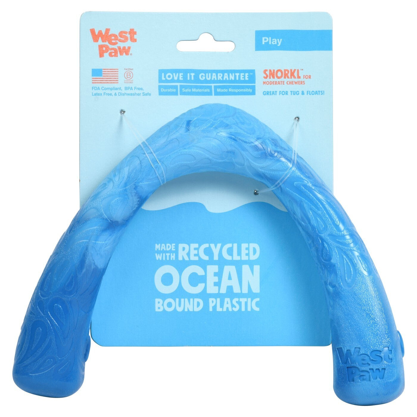 West Paw Seaflex Recycled Plastic Tug Dog Toy - Snorkl Surf