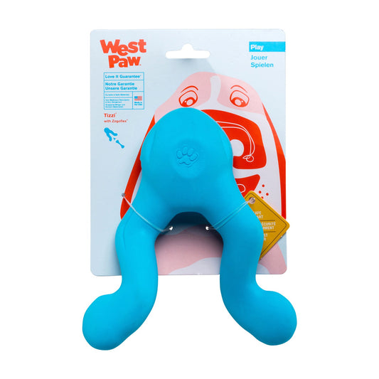 West Paw Tizzi Treat & Tug Toy for Tough Dogs - Blue - Large