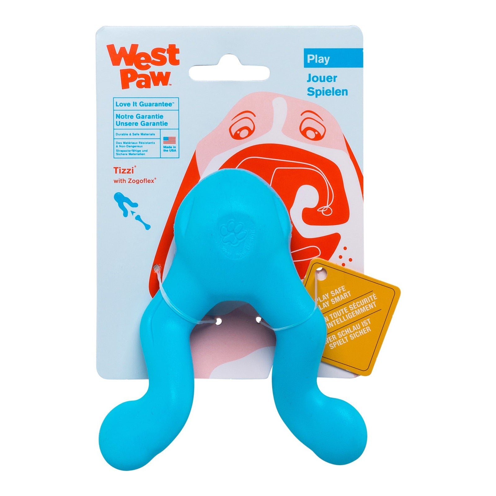 West Paw Tizzi Treat & Tug Toy for Tough Dogs - Blue - Small