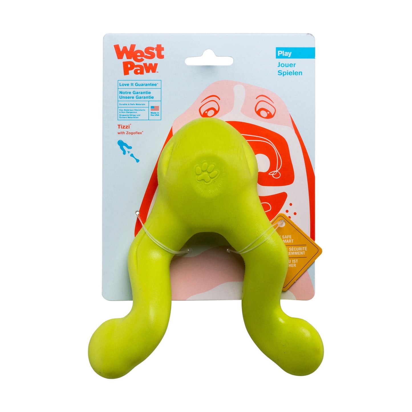 West Paw Tizzi Treat & Tug Toy for Tough Dogs - Green - Large