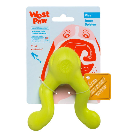 West Paw Tizzi Treat & Tug Toy for Tough Dogs - Green - Small