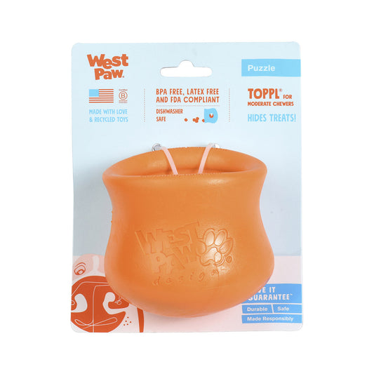 West Paw Toppl Treat Dispensing Dog Toy - Orange - Large