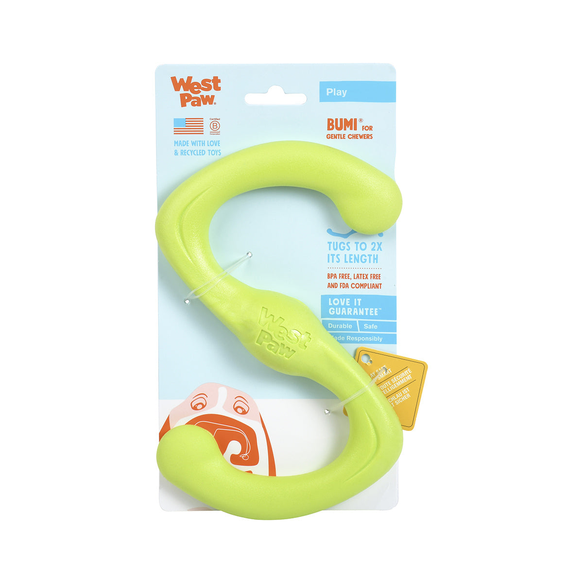 West Paw Bumi Tug & Fetch Zogoflex Dog Toy - Small - Green