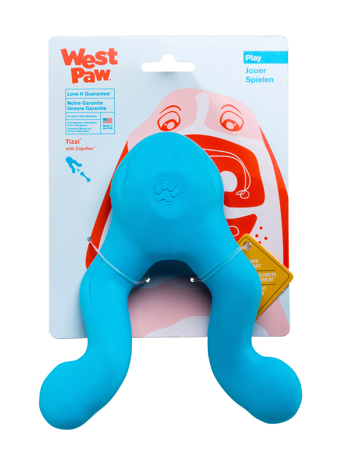 West Paw Tizzi Treat & Tug Toy for Tough Dogs - Large - Blue