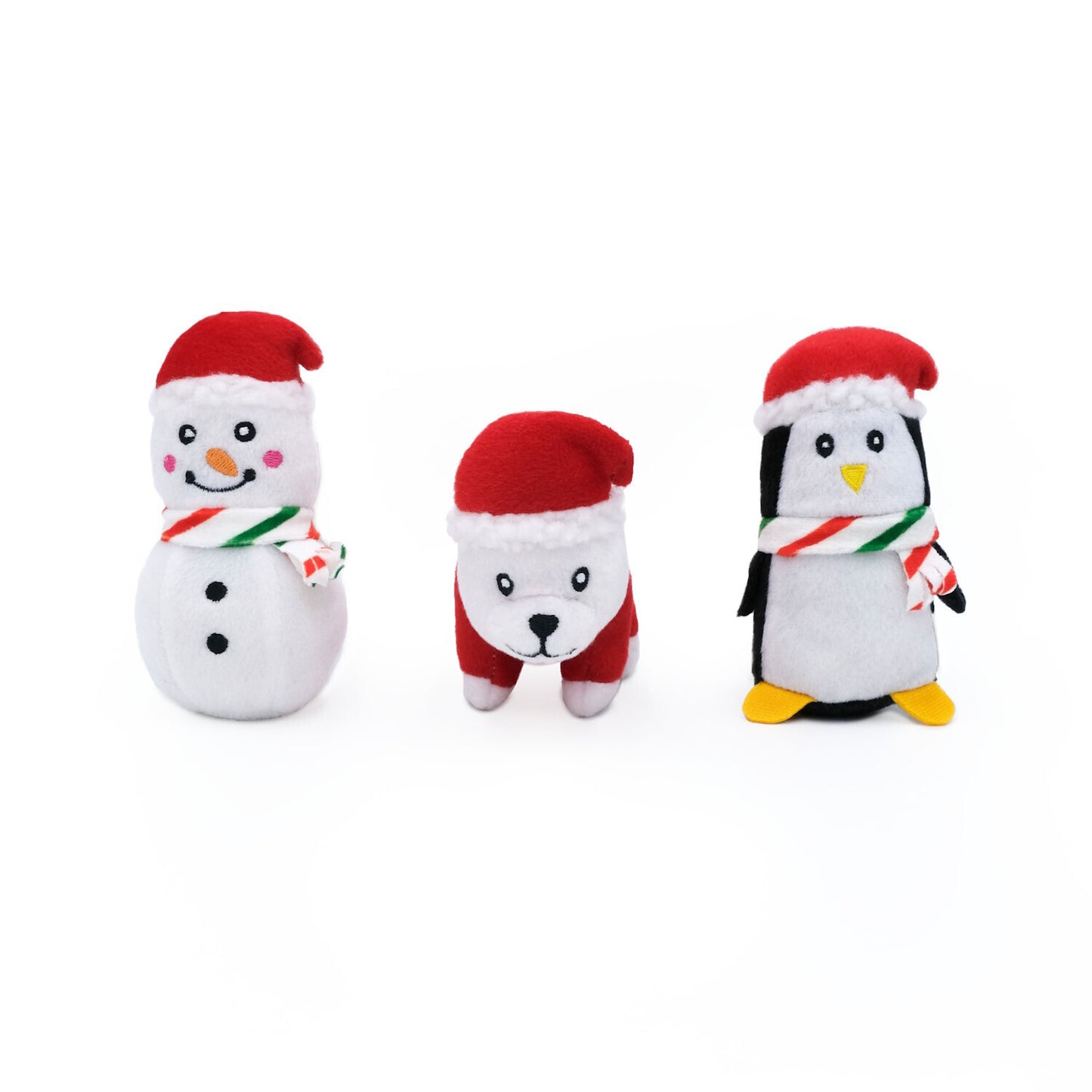 Zippy Paws Holiday Miniz Plush Squeaker Dog Toys - Festive Animals 3-Pack