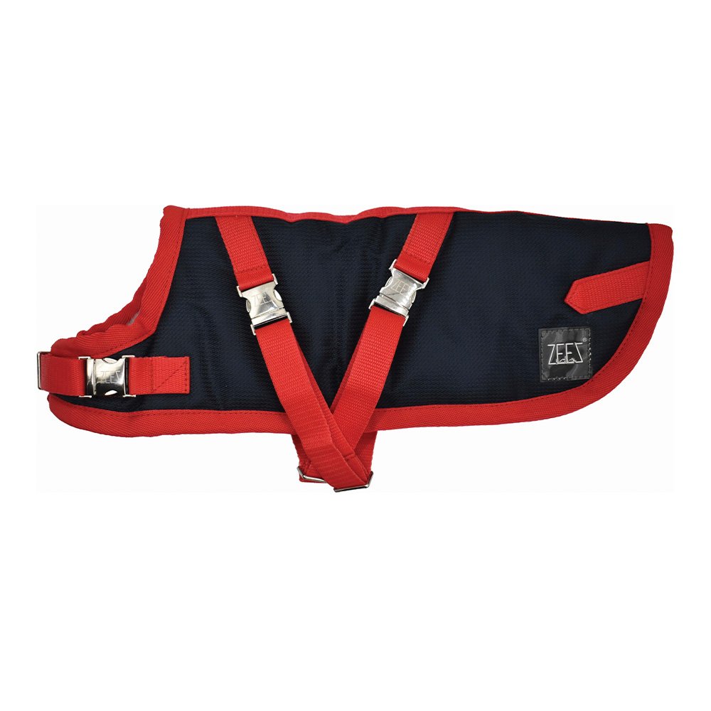 ZeeZ Waterproof Supreme Dachshund Dog Coat – Navy Stone/Red