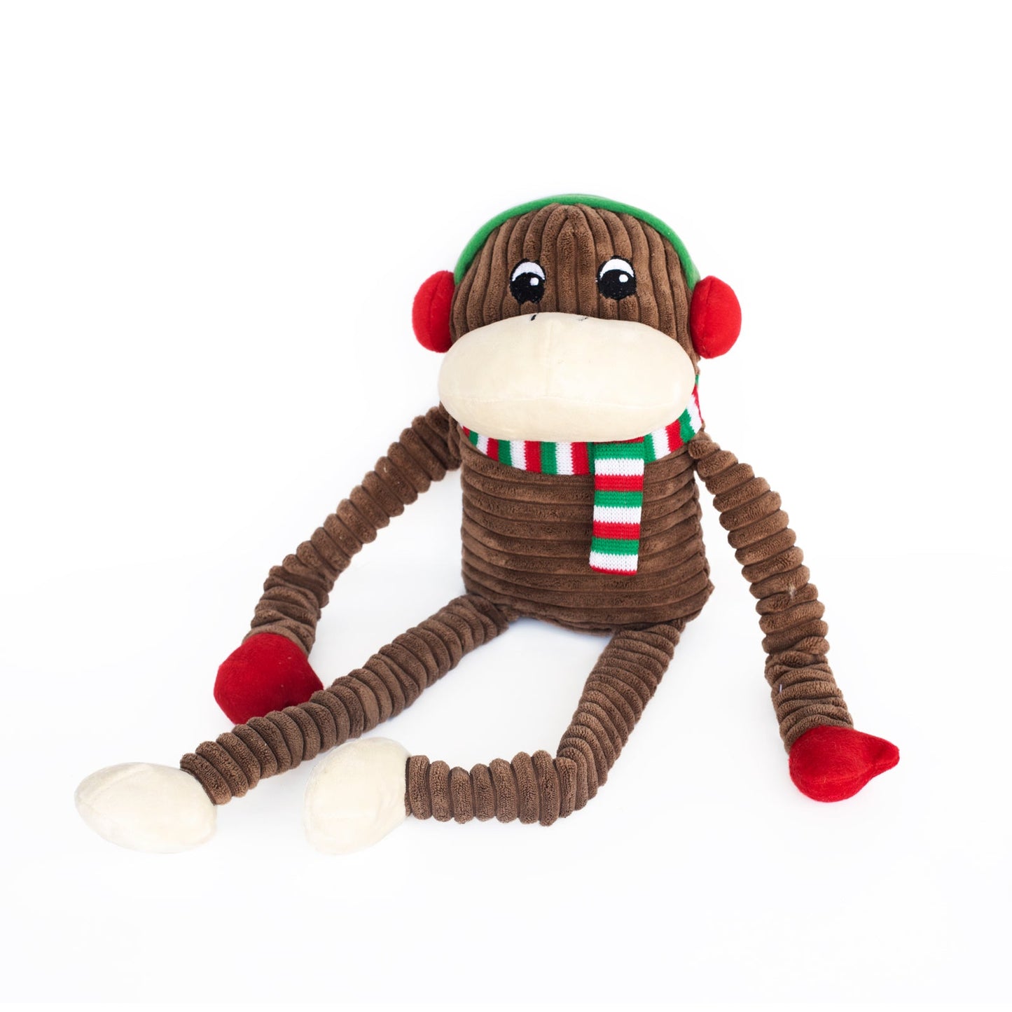 Zippy Paws Christmas Holiday Crinkle Monkey Long Leg Plush Dog Toy - Extra Large by Zippy Paws