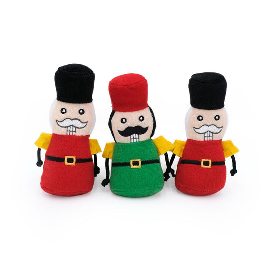 Zippy Paws Holiday Miniz Plush Squeaker Dog Toys - Nutcracker 3-Pack