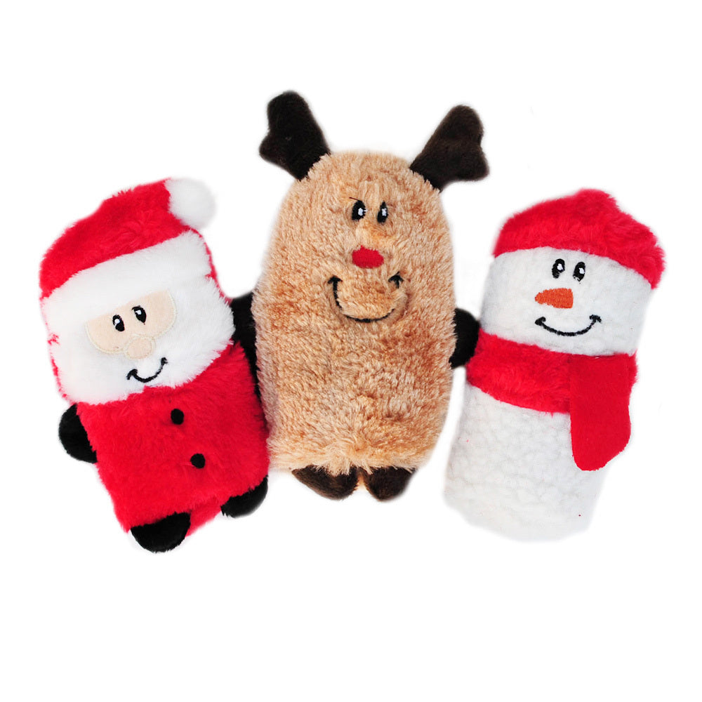 Zippy Paws Holiday Squeakie Buddies - Santa, Reindeer, Snowman