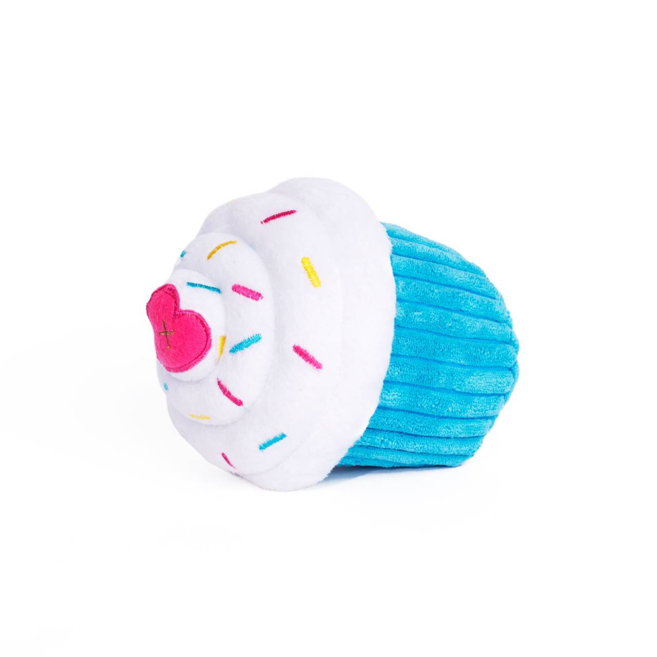 Zippy Paws Plush Squeaker Dog Toy - Cupcake in Blue or Pink - Blue