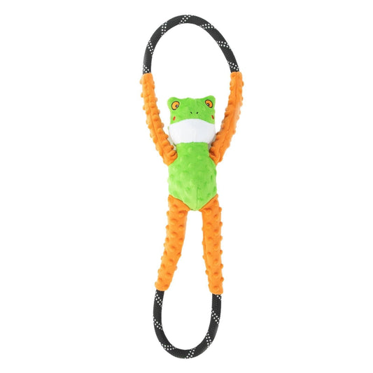 Zippy Paws RopeTugz Squeaker Dog Toy with Rope - Tree Frog