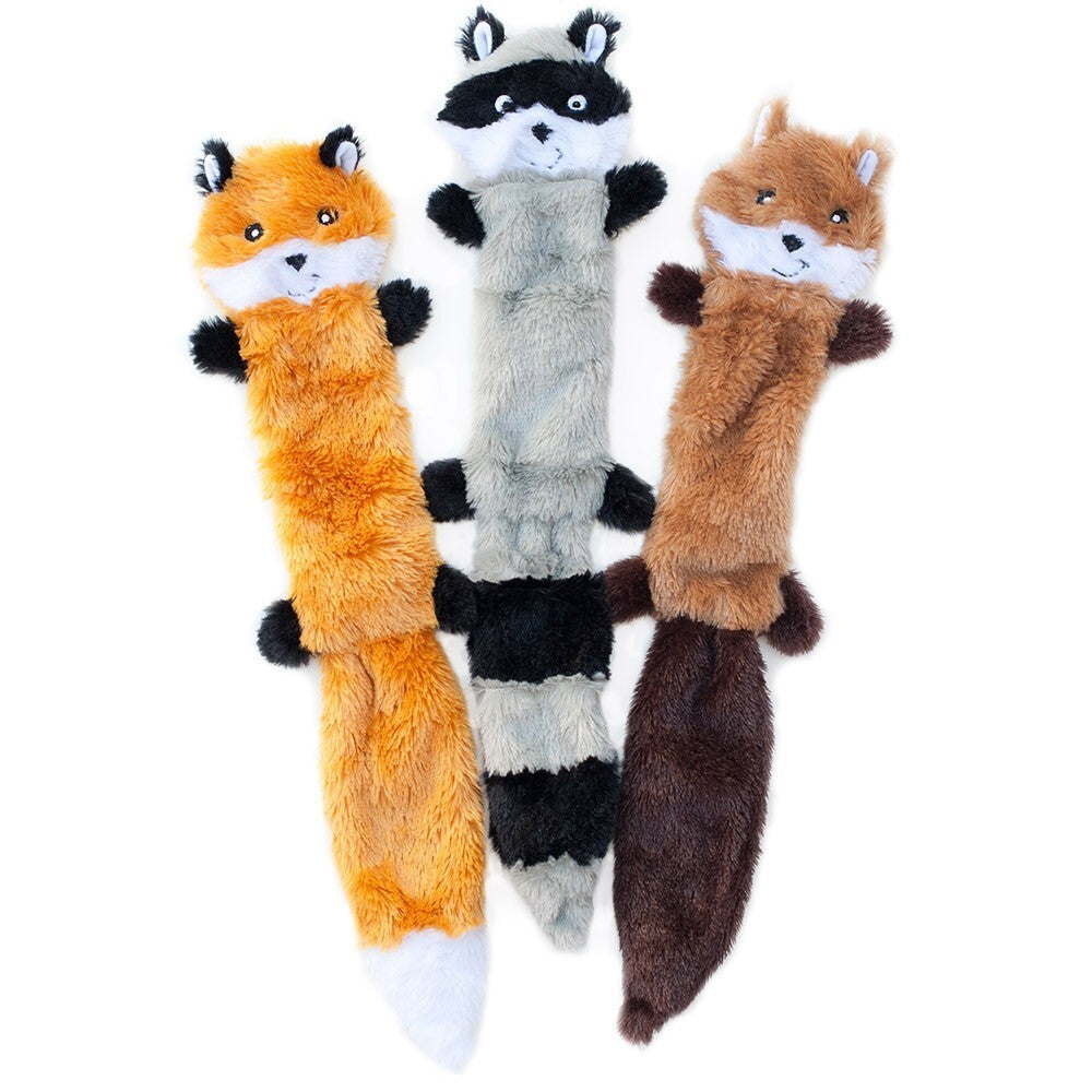 Zippy Paws Skinny Peltz Plush No Stuffing Squeaker Dog Toy 3-pack - Large