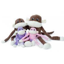 Zippy Paws Spencer the Crinkle Monkey Long Leg Plush Dog Toy - Brown - X-Large