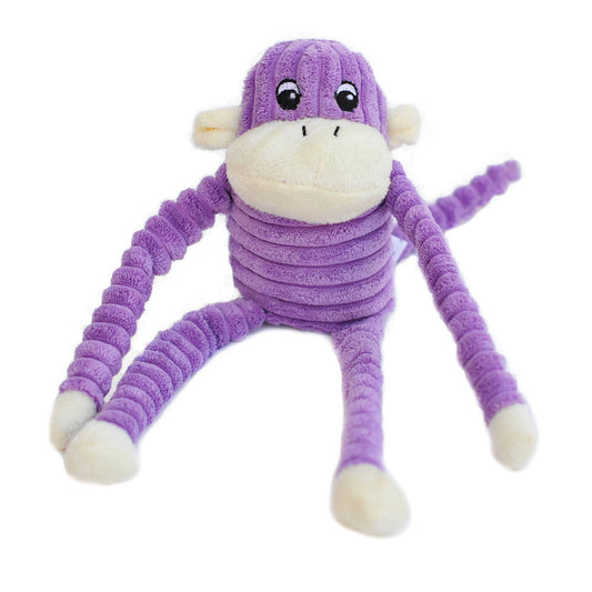 Zippy Paws Spencer the Crinkle Monkey Long Leg Plush Dog Toy - Small - Purple