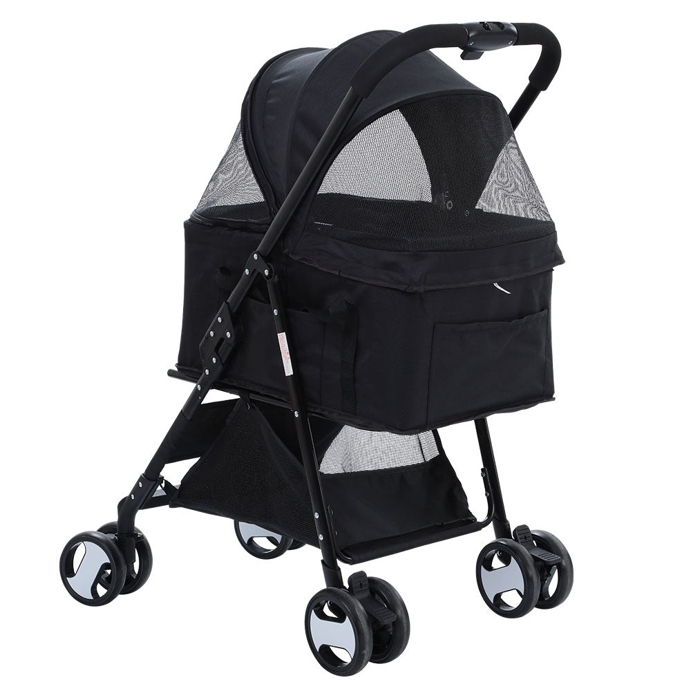 i.Pet 3 IN 1 Pet Stroller Foldable Middle Size Black