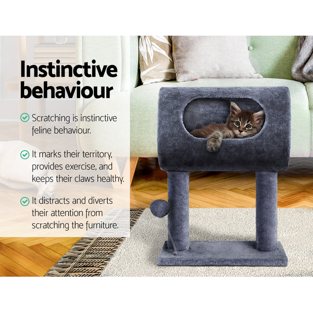 i.Pet Cat Scratcher Tower With House Grey 53cm