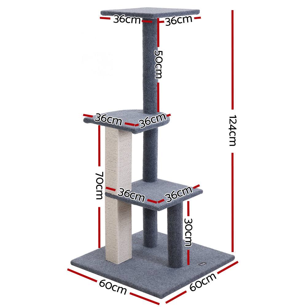 i.Pet Cat Scratcher Tower With Steps 124cm