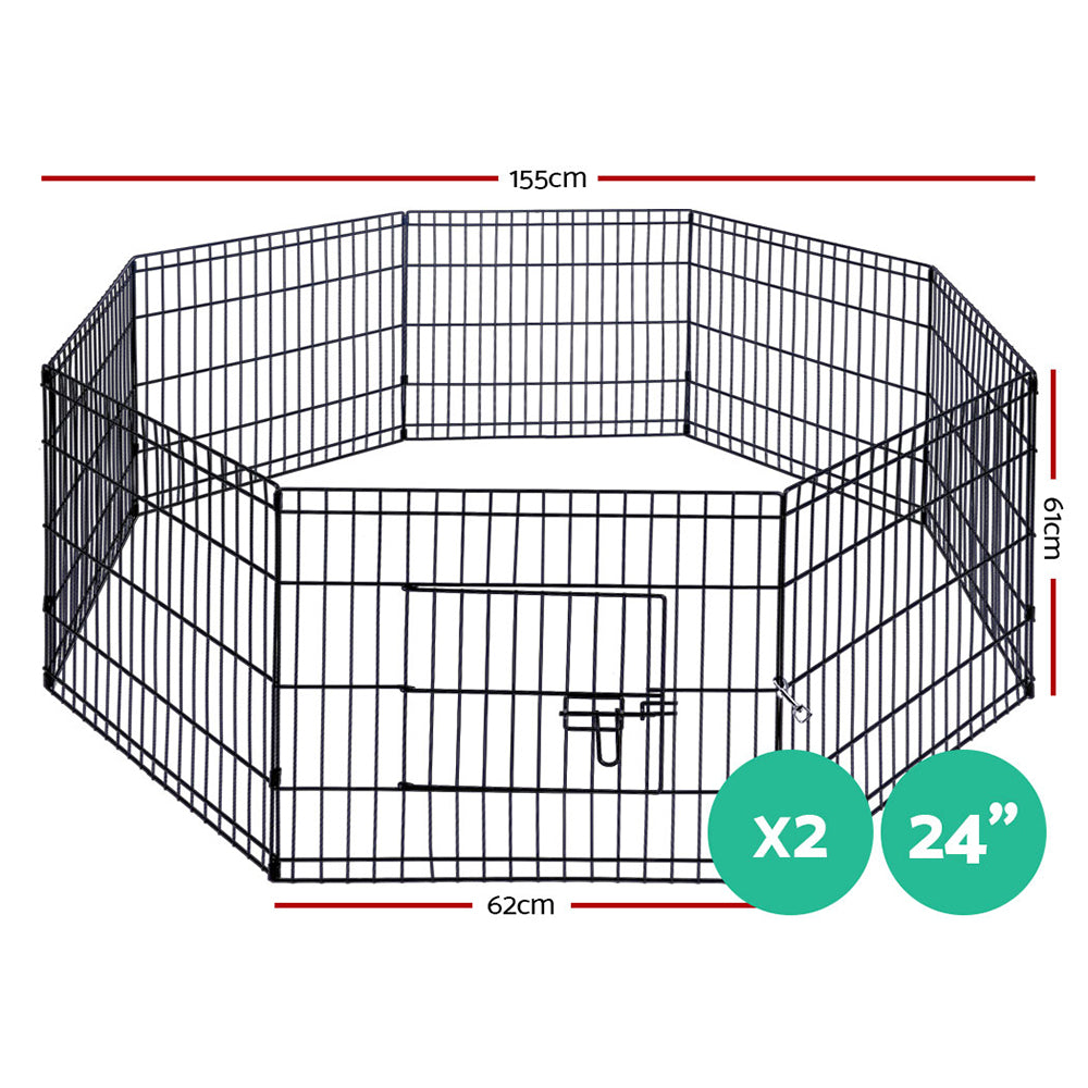 i.Pet Playpen Enclosure Fence 8 Panel 24' - 2 pack