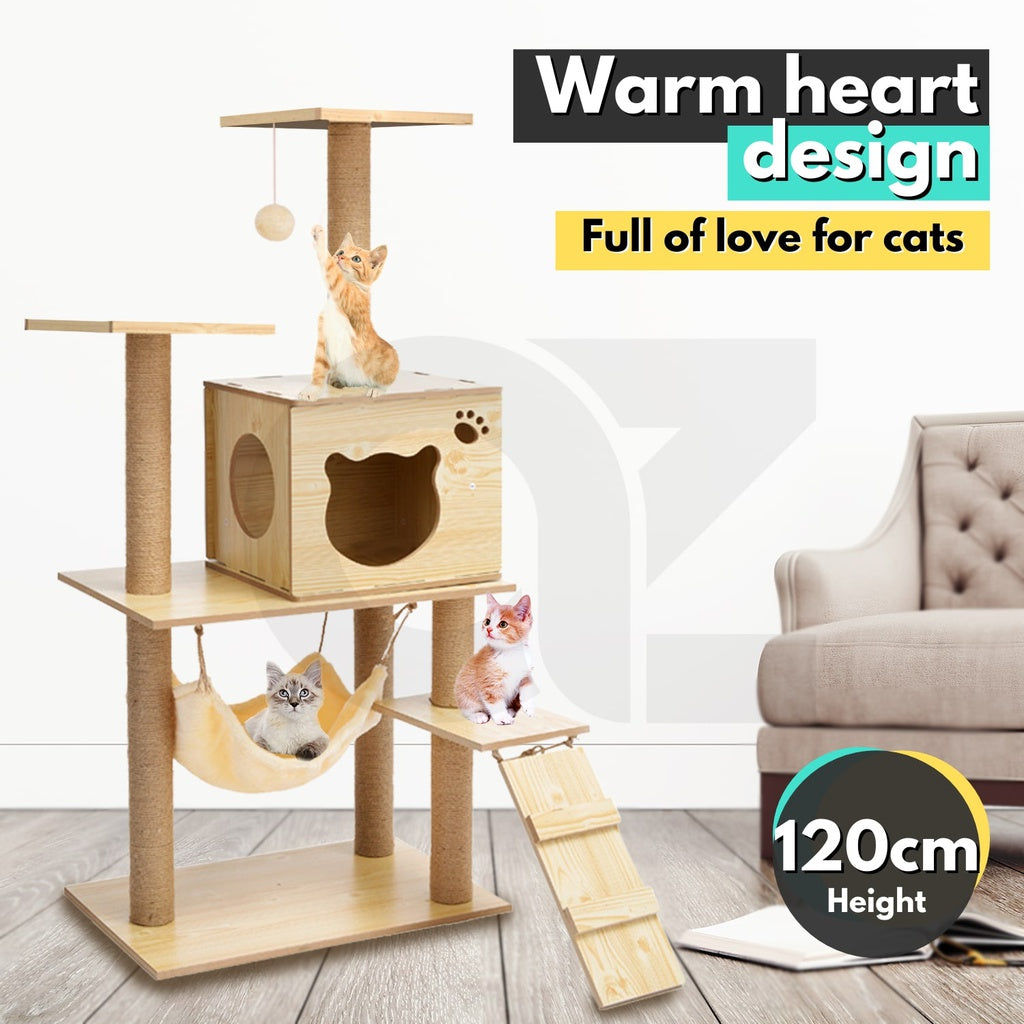 FLOOFI Wooden Cat Tree 120cm