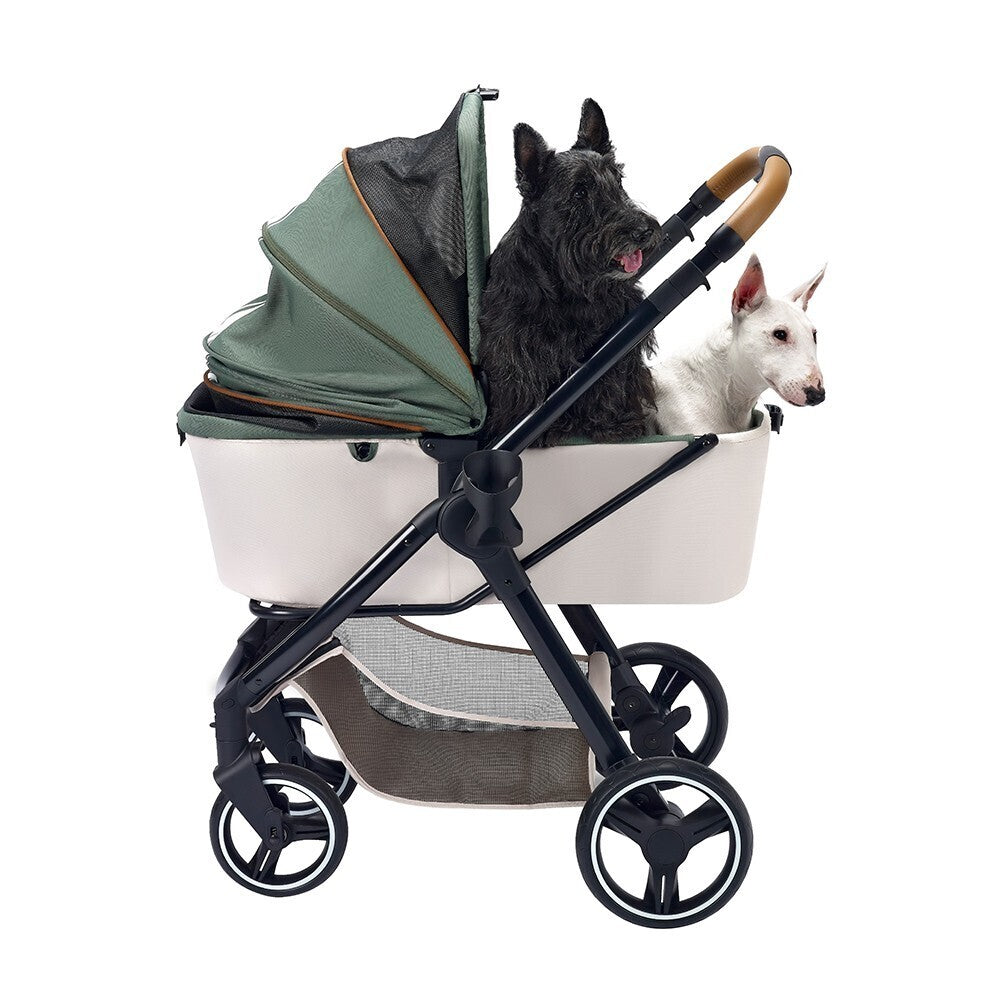 Ibiyaya Retro Luxe Folding Pet Stroller for Pets up to 30kg - Soft Sage