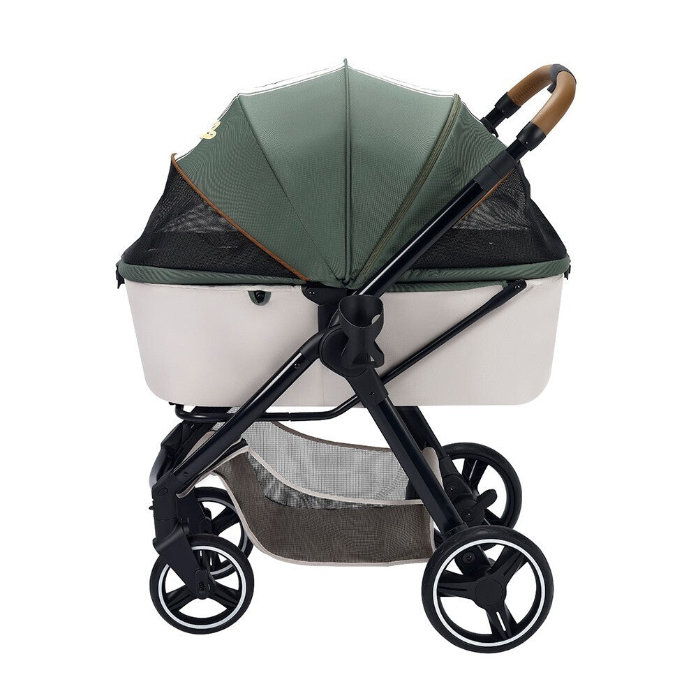 Ibiyaya Retro Luxe Folding Pet Stroller for Pets up to 30kg - Soft Sage