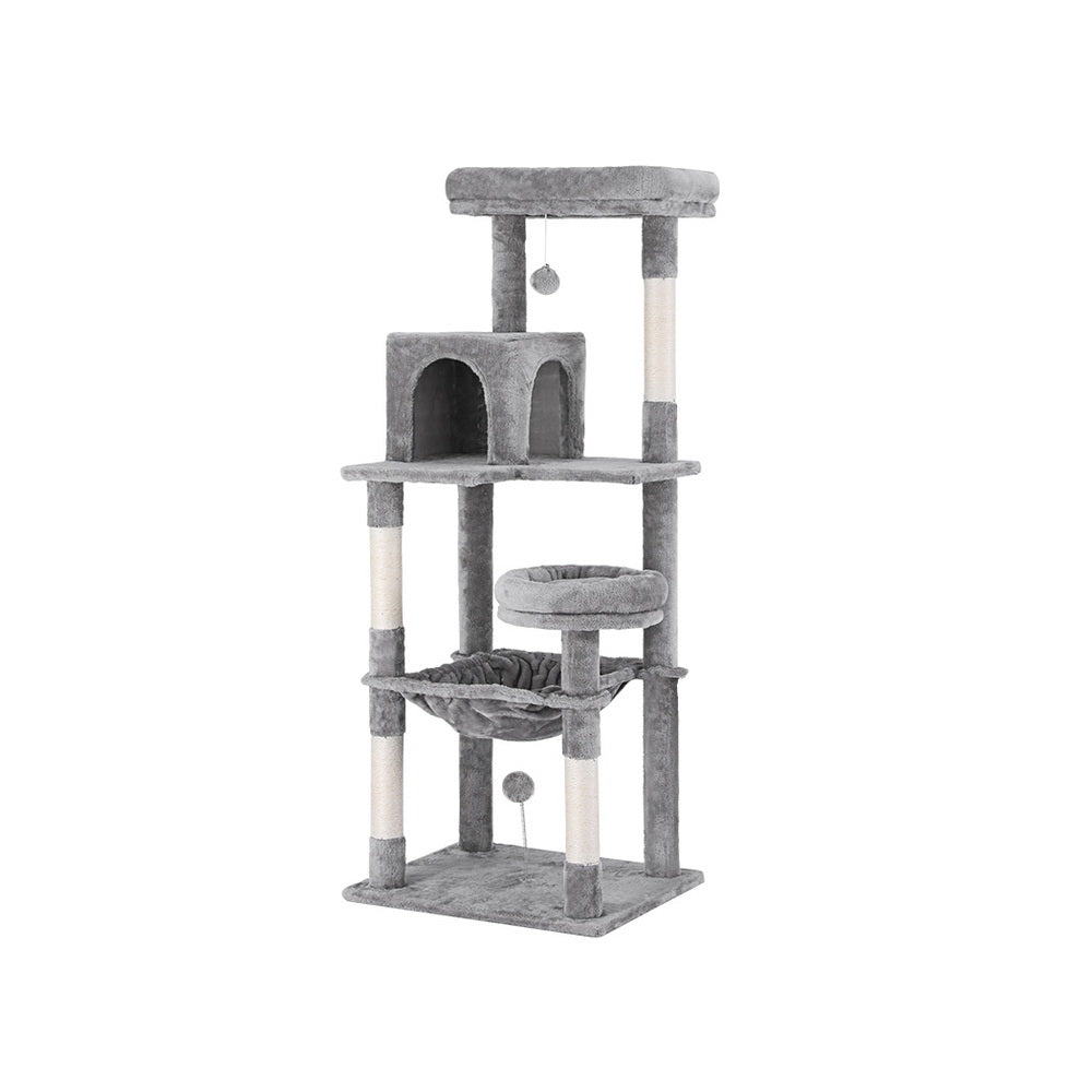 i.Pet Cat Scratcher Tower With House & Toys 143cm Grey