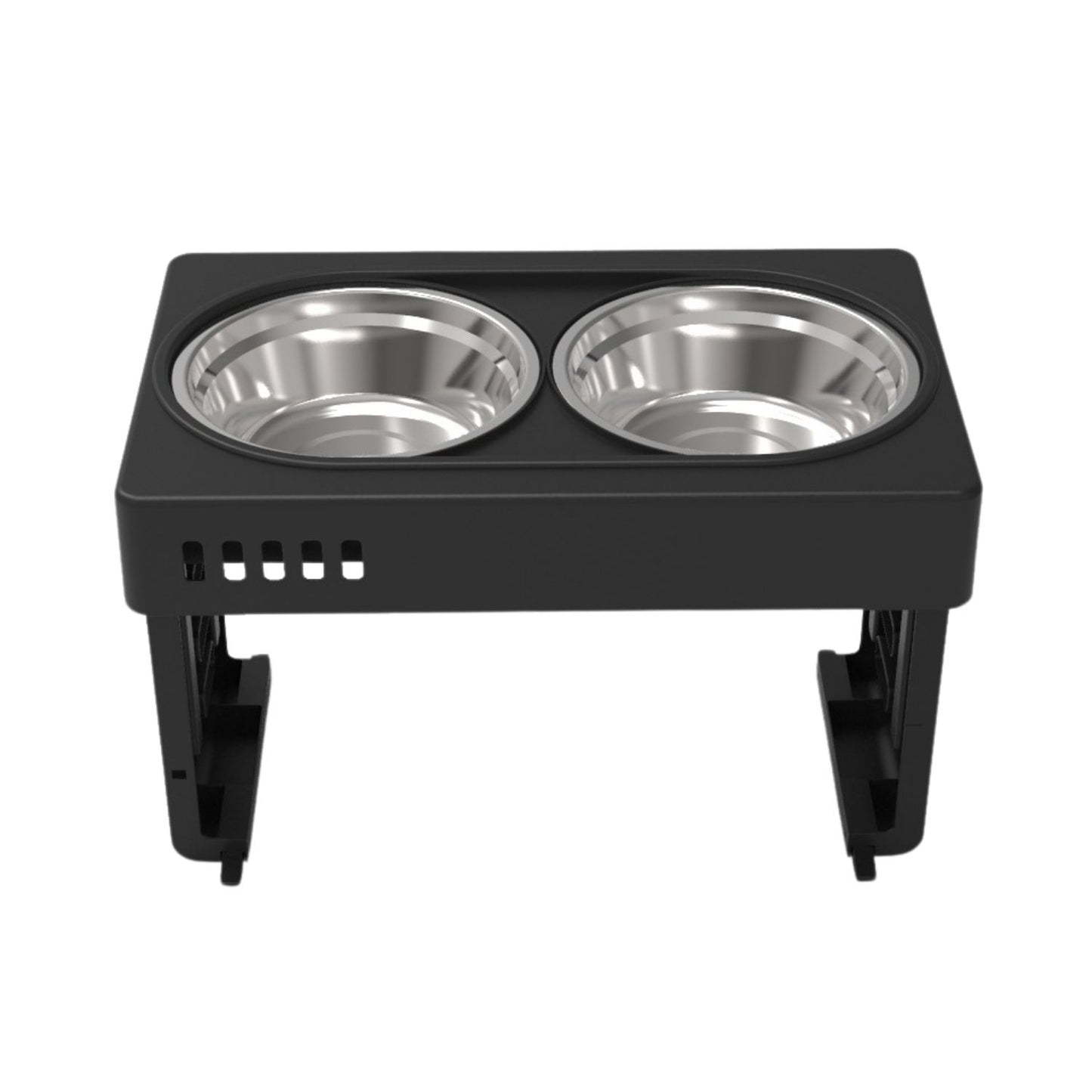 FLOOFI Double Bowl With Elevated Stand Black