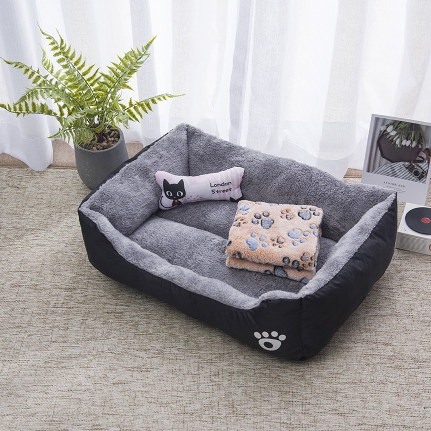 Floofi Dog Bed Square Black - XL