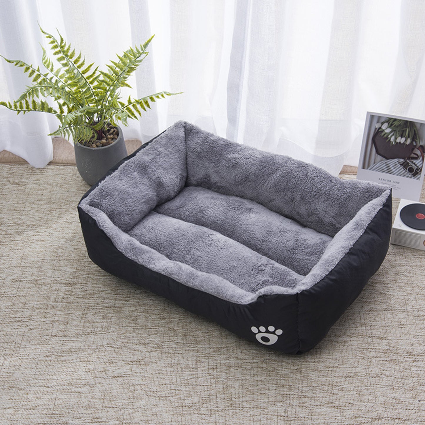 Floofi Dog Bed Square Black - XL