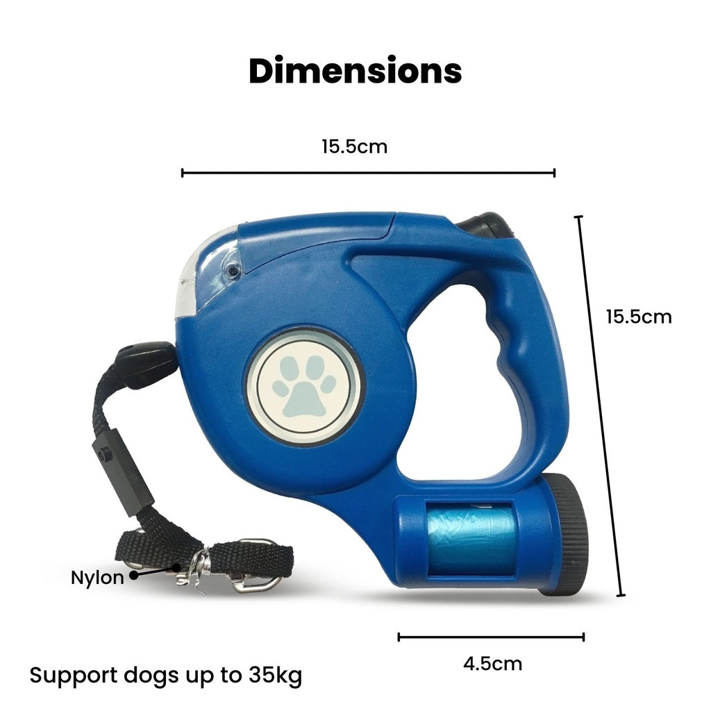 Floofi 3 in 1 Waste Bag LED Leash - Blue