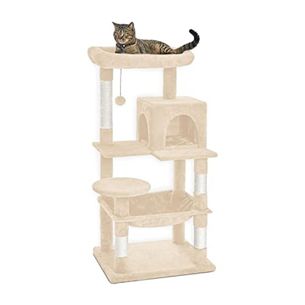 Floofi Cat Tree Plush Condo Beige - 118cm