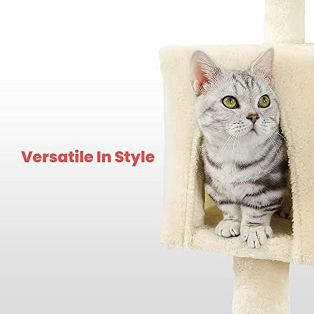 Floofi Cat Tree Plush Condo Beige - 118cm