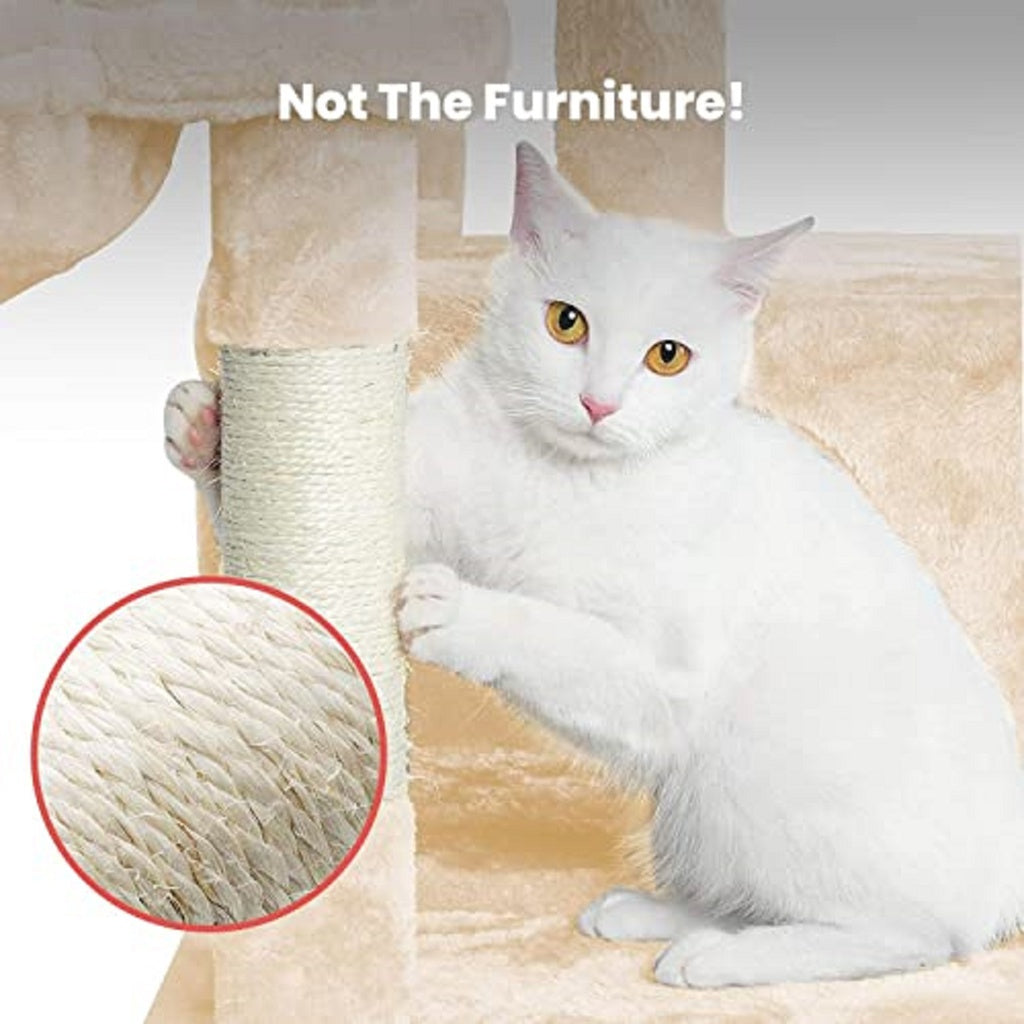 Floofi Cat Tree Plush Condo Beige - 118cm