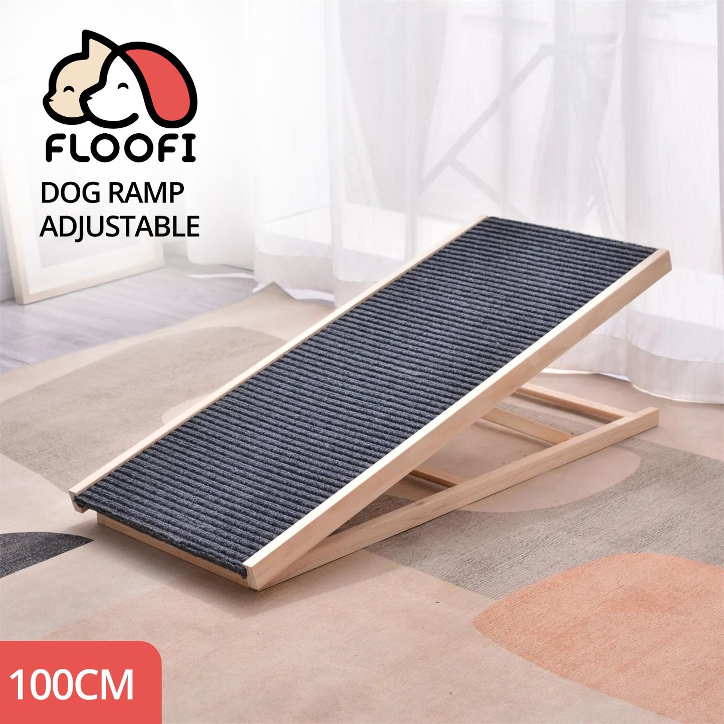 Floofi Wooden Adjustable Pet Ramp (Up to 120kg) - 100cm