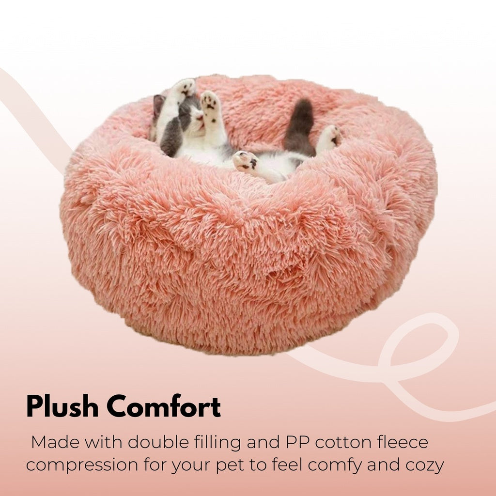 Floofi Round Calming Pet Bed Multi-Colour - L 80cm