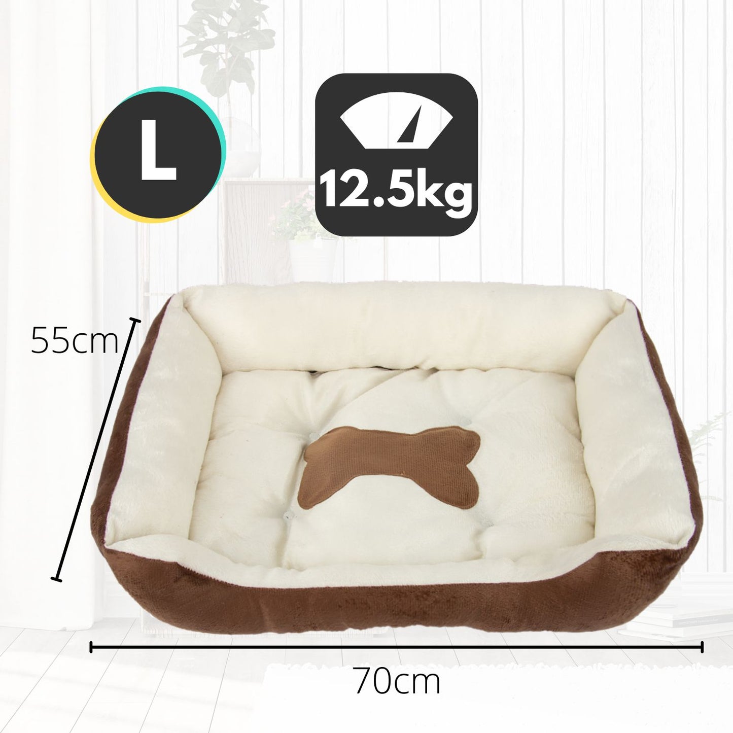 Floofi Pet Bed Bone Blue - L