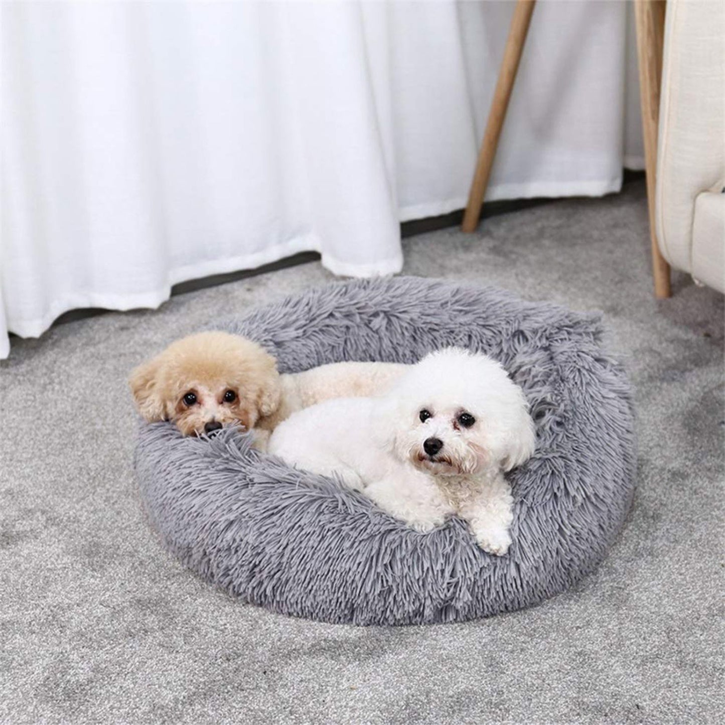 Floofi Round Calming Pet Bed Grey - S 60cm