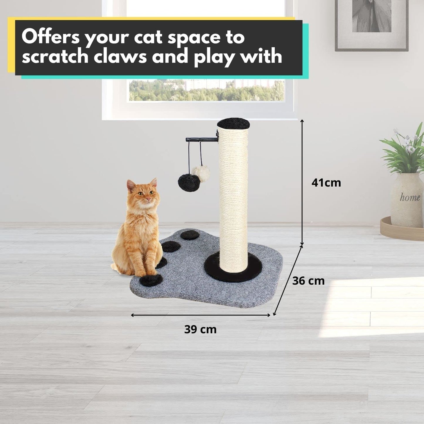 Floofi Cat Tree Small Footprint Grey 41cm