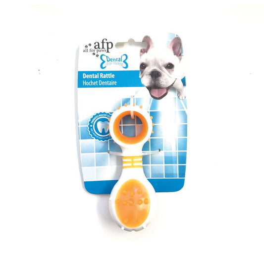 All For Paws Dog Dental Rattle - Orange