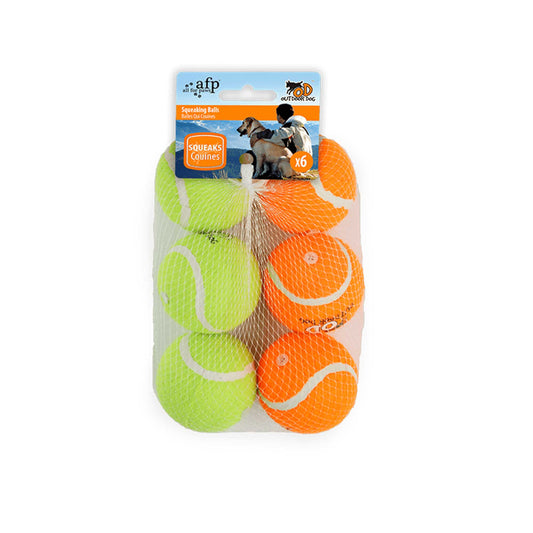 All For Paws Squeaking Tennis Ball 6.5cm -  6 Pack