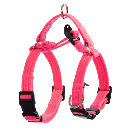 Banhamsisun Dog Double-Lined Straps No Pull Harness and Lead Set NEON CAROL-PINK - Large