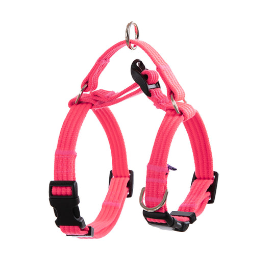 Banhamsisun Dog Double-Lined Straps No Pull Harness and Lead Set NEON CAROL-PINK - Medium