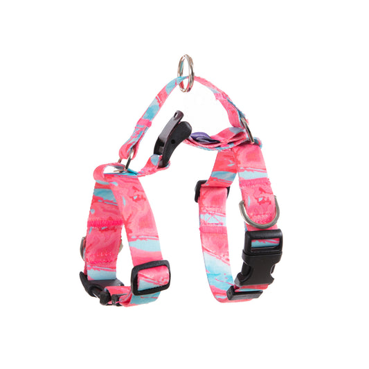 Banhamsisun Dog Double-Lined Straps No Pull Harness and Lead Set MARBLE PINK - Small