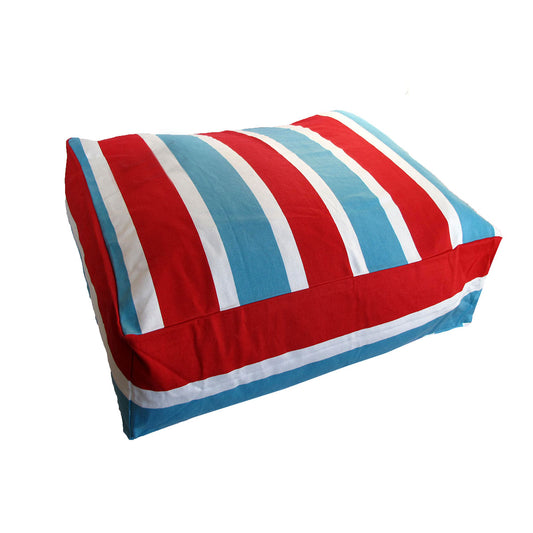 Heavy Duty Cotton Pet Bed Cover - Blue Red Stripes - Small