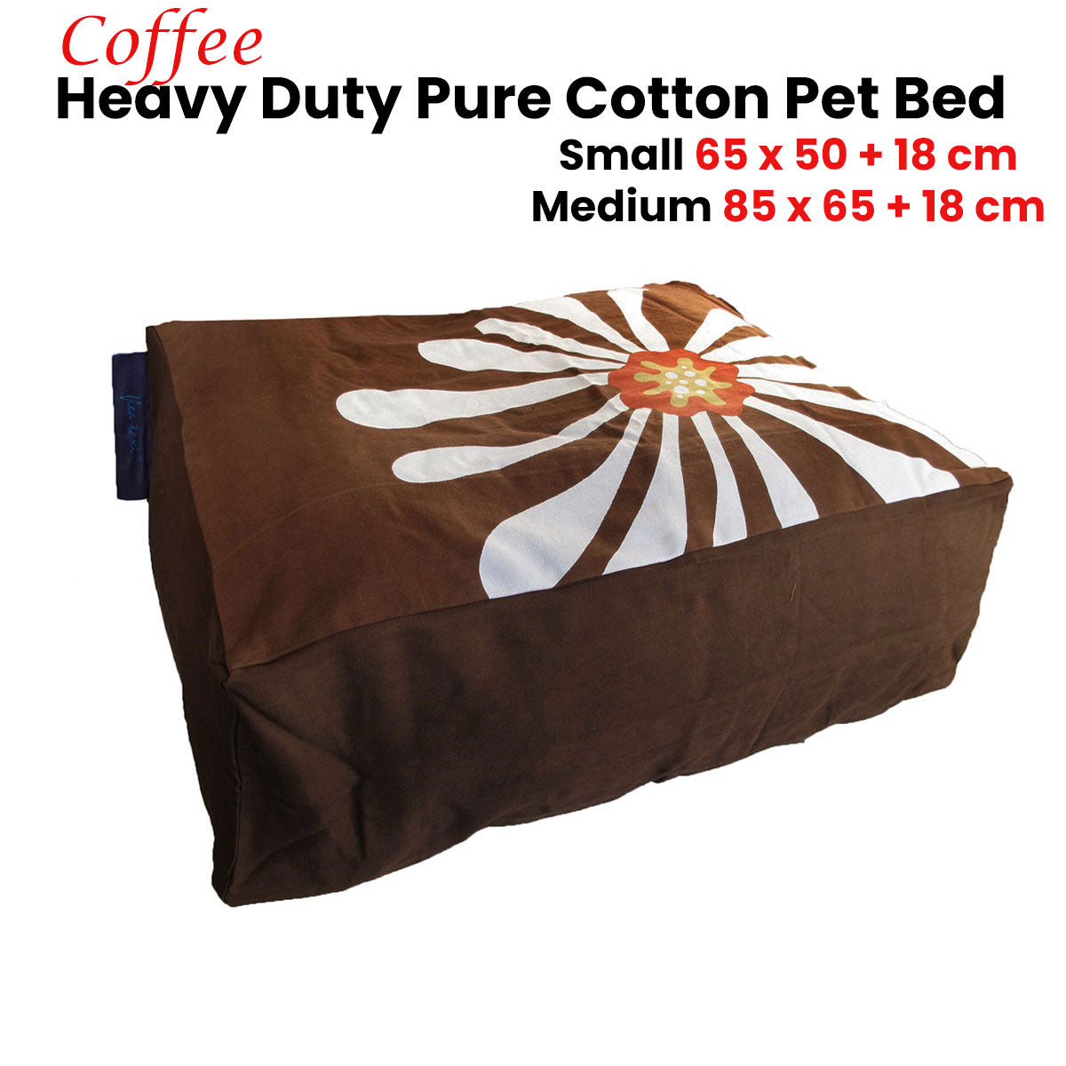 Heavy Duty Cotton Pet Bed Cover - Coffee - Small